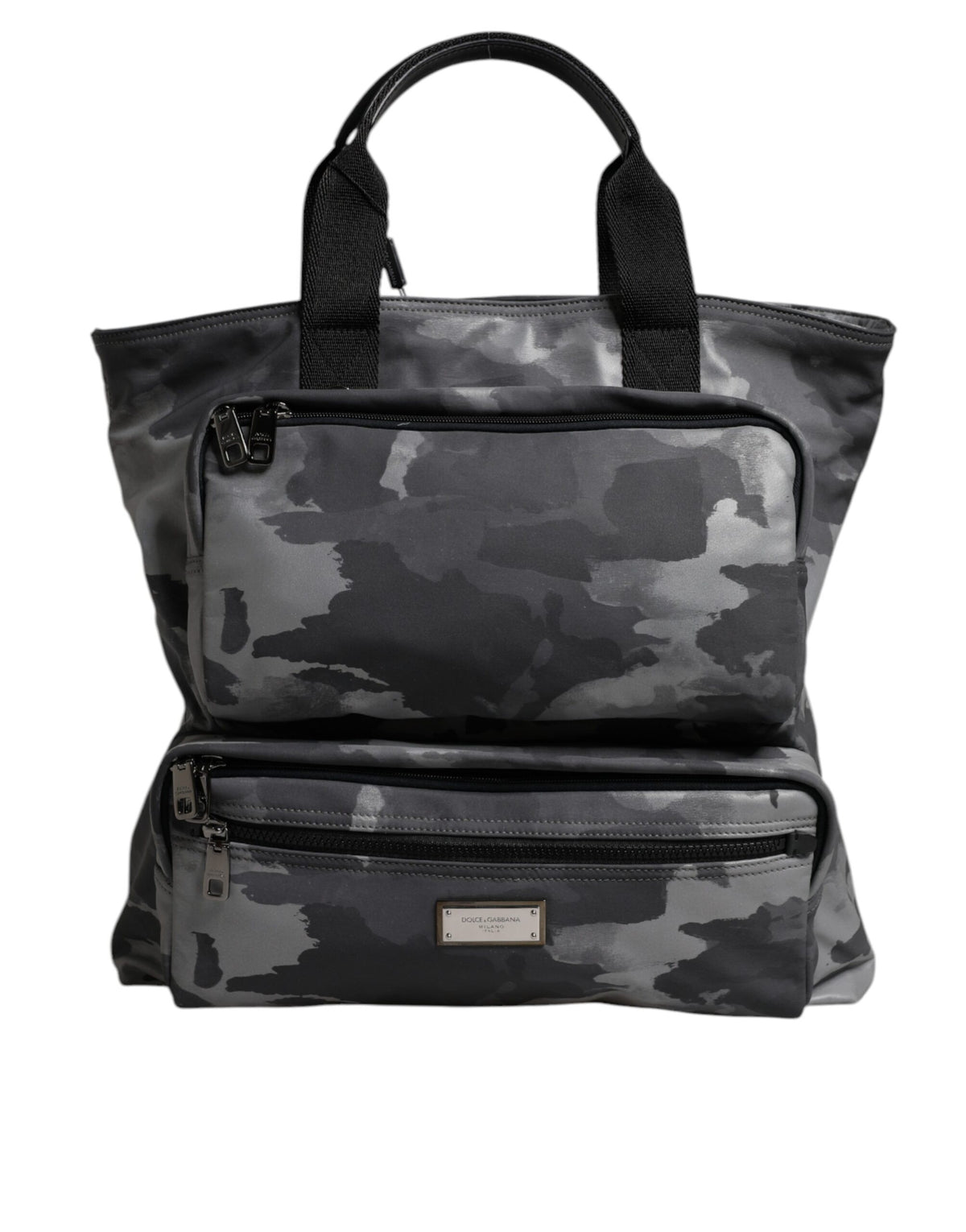 Sac fourre-tout en coton camouflage gris Dolce & Gabbana à compartiments multiples