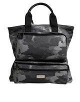 Sac fourre-tout en coton camouflage gris Dolce & Gabbana à compartiments multiples