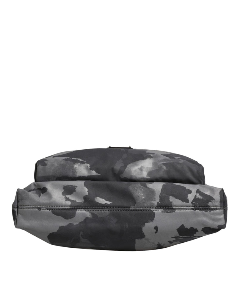 Sac fourre-tout en coton camouflage gris Dolce & Gabbana à compartiments multiples