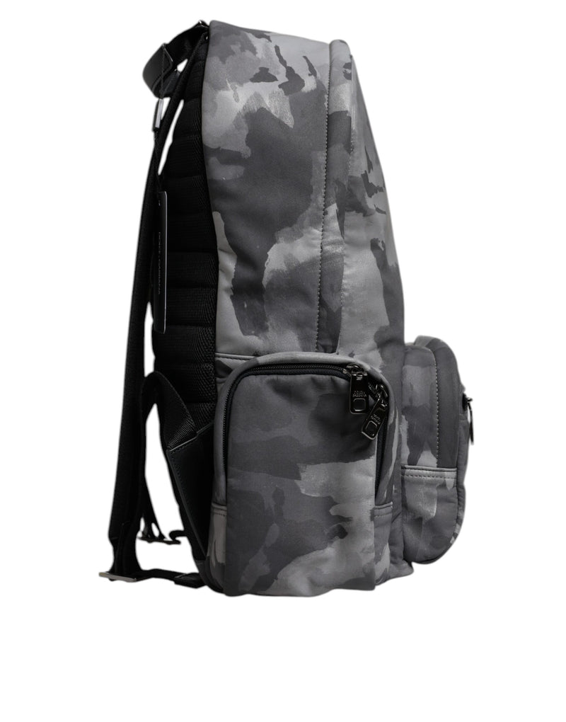 Dolce & Gabbana Grijze Katoenen Camouflage Logo Plaque Rugzaktas