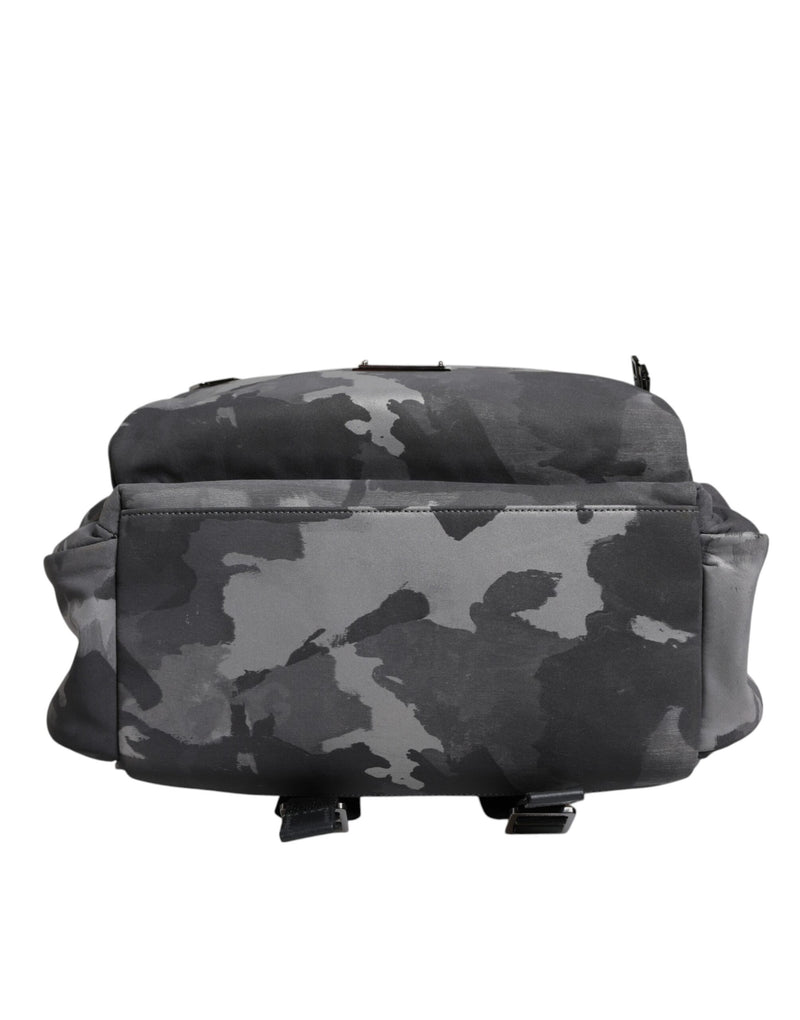 Dolce & Gabbana Grijze Katoenen Camouflage Logo Plaque Rugzaktas