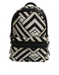 Dolce & Gabbana Black White Nylon Leather Travel Back Pack Bag