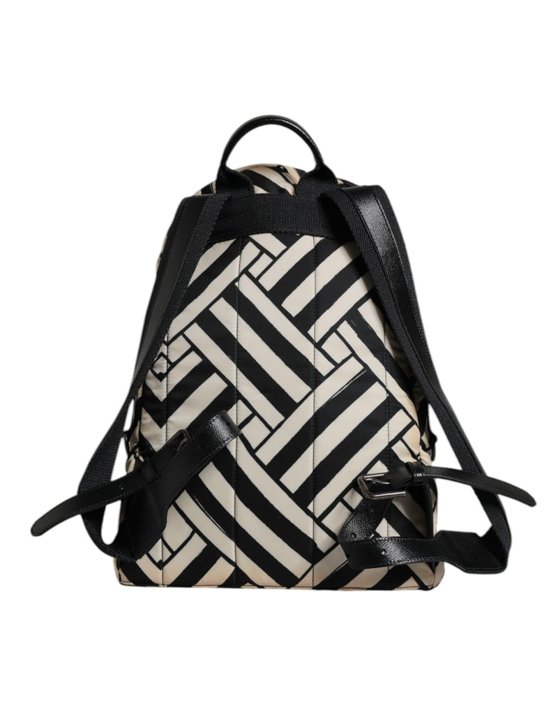 Sac à dos de voyage Dolce & Gabbana en cuir et nylon noir et blanc