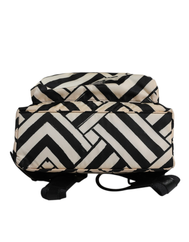 Sac à dos de voyage Dolce & Gabbana en cuir et nylon noir et blanc