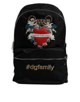 Sac à dos Dolce & Gabbana en nylon noir #DGFAMILY orné de strass VULCANO
