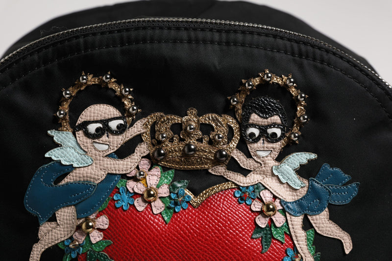 Sac à dos Dolce & Gabbana en nylon noir #DGFAMILY orné de strass VULCANO
