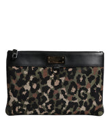 Sac pochette Dolce & Gabbana à imprimé léopard multicolore et logo