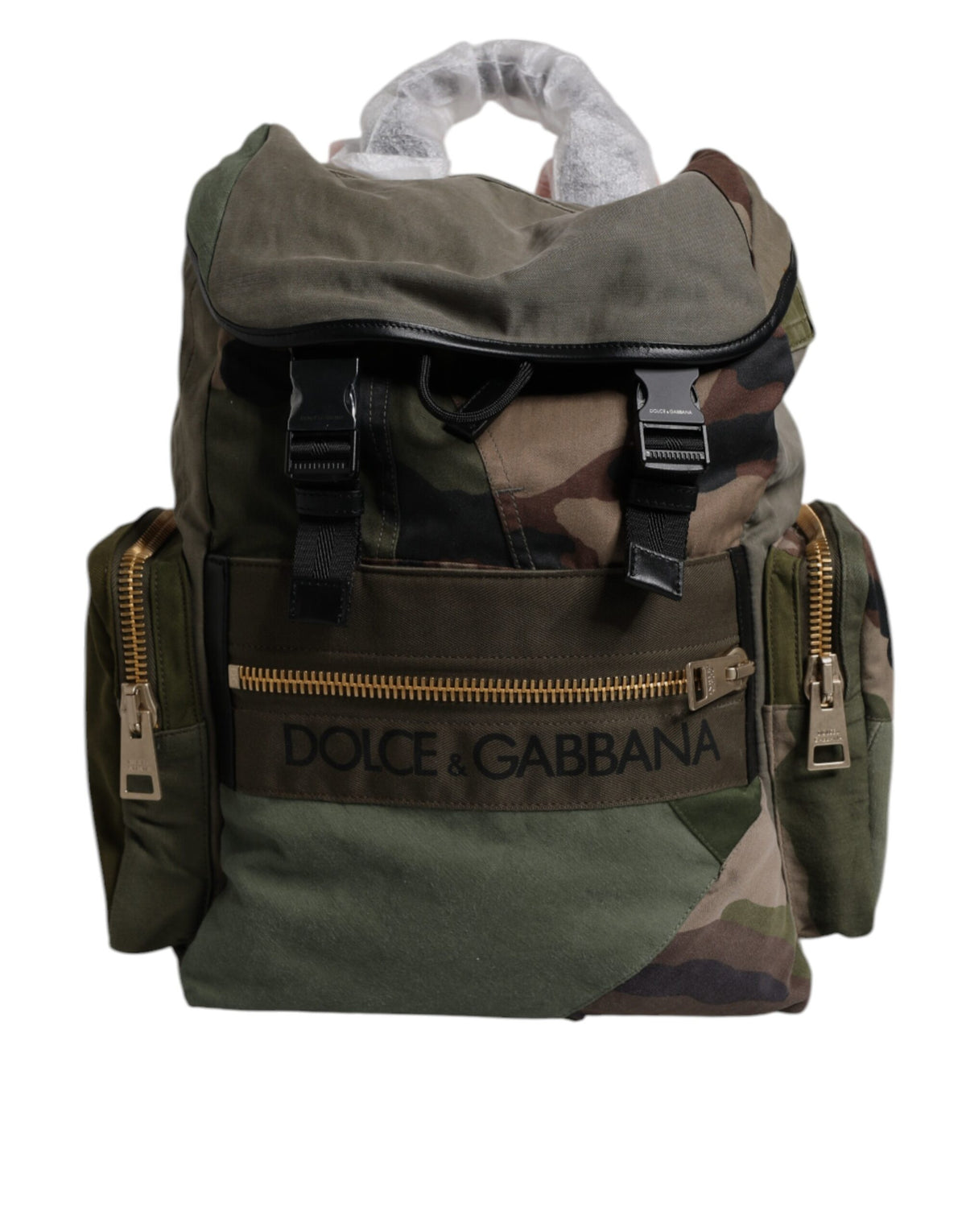 Sac à dos de voyage patchwork vert militaire Dolce & Gabbana