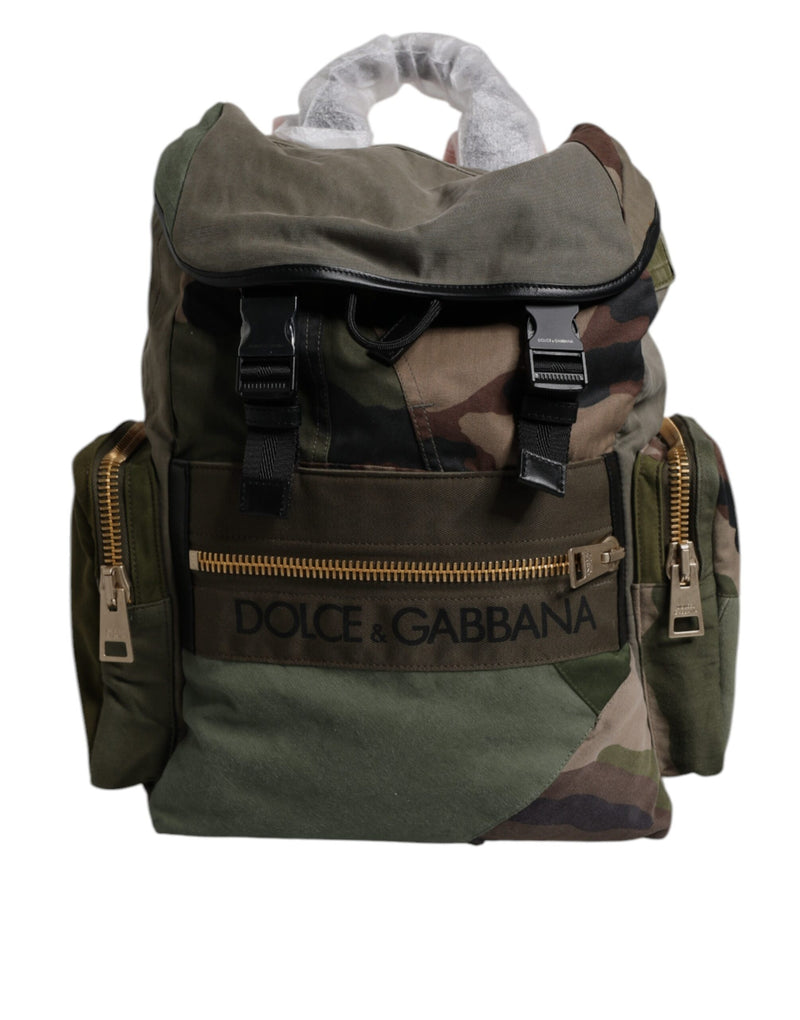 Sac à dos de voyage patchwork vert militaire Dolce & Gabbana