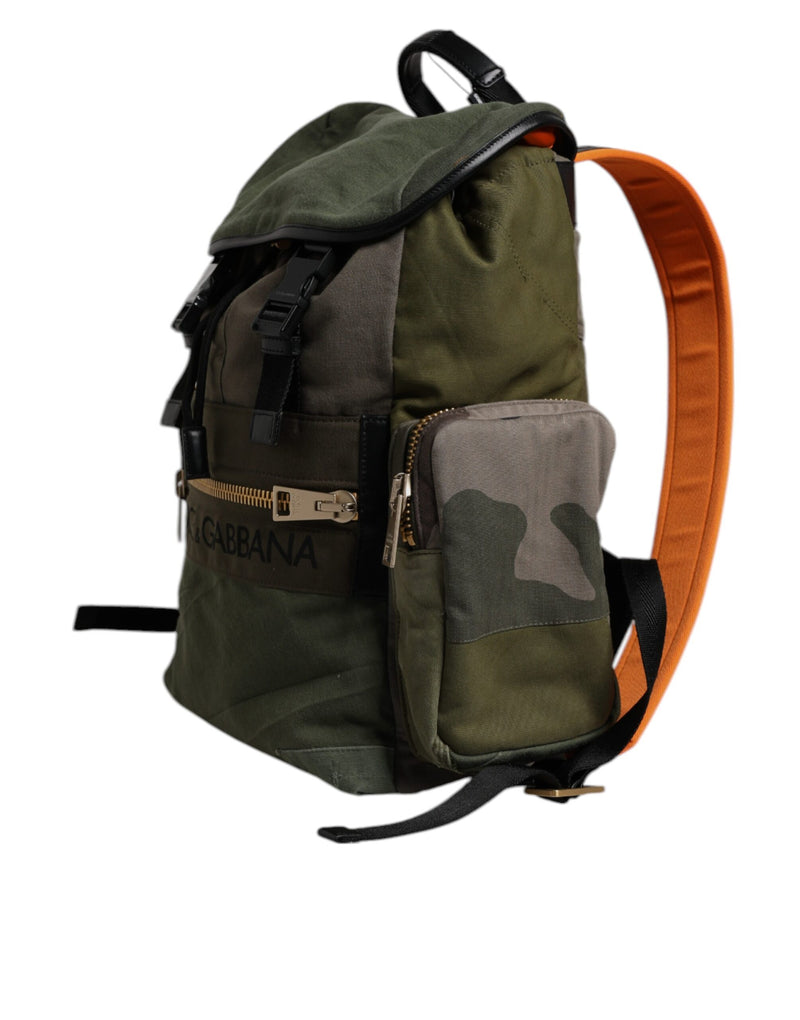 Sac à dos d'école patchwork vert militaire Dolce & Gabbana