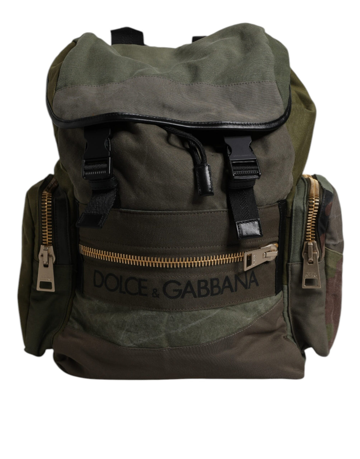 Sac à dos d'école patchwork vert militaire Dolce & Gabbana