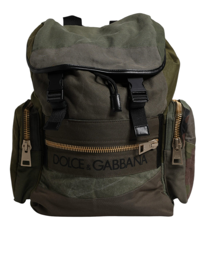Sac à dos d'école patchwork vert militaire Dolce & Gabbana
