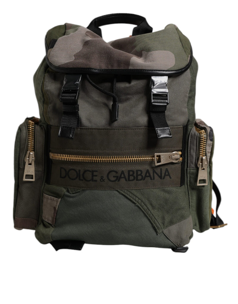 Sac à dos de voyage patchwork vert militaire Dolce & Gabbana
