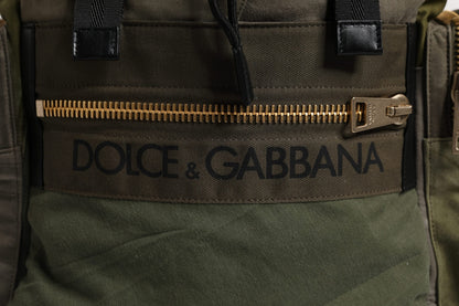 Sac à dos de voyage patchwork vert militaire Dolce & Gabbana