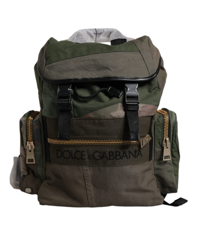 Sac à dos de voyage patchwork vert militaire Dolce & Gabbana