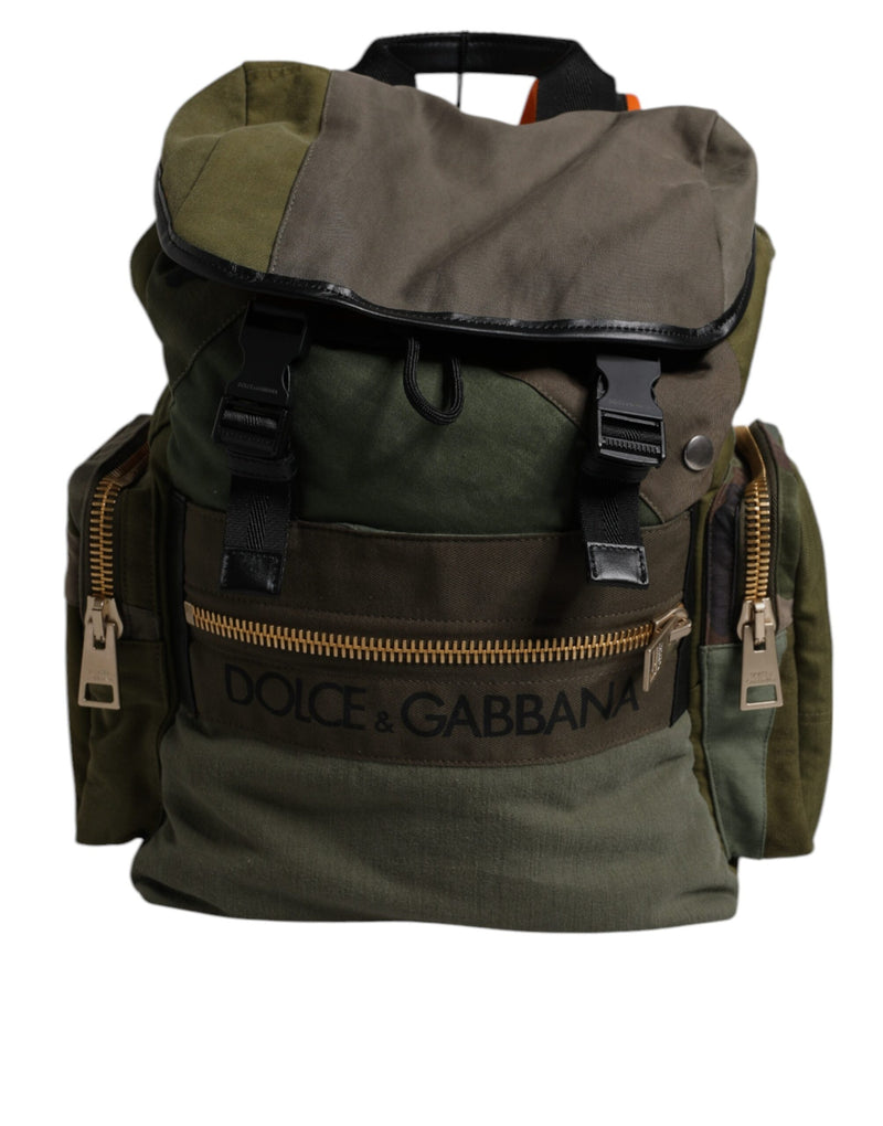 Sac à dos de voyage patchwork vert militaire Dolce & Gabbana
