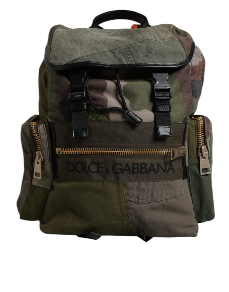 Sac à dos d'école patchwork vert militaire Dolce & Gabbana