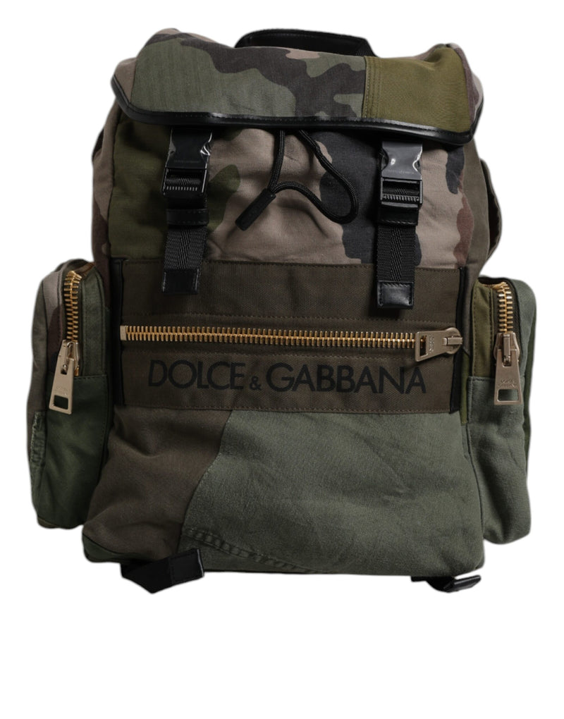 Sac à dos de voyage patchwork vert militaire Dolce & Gabbana