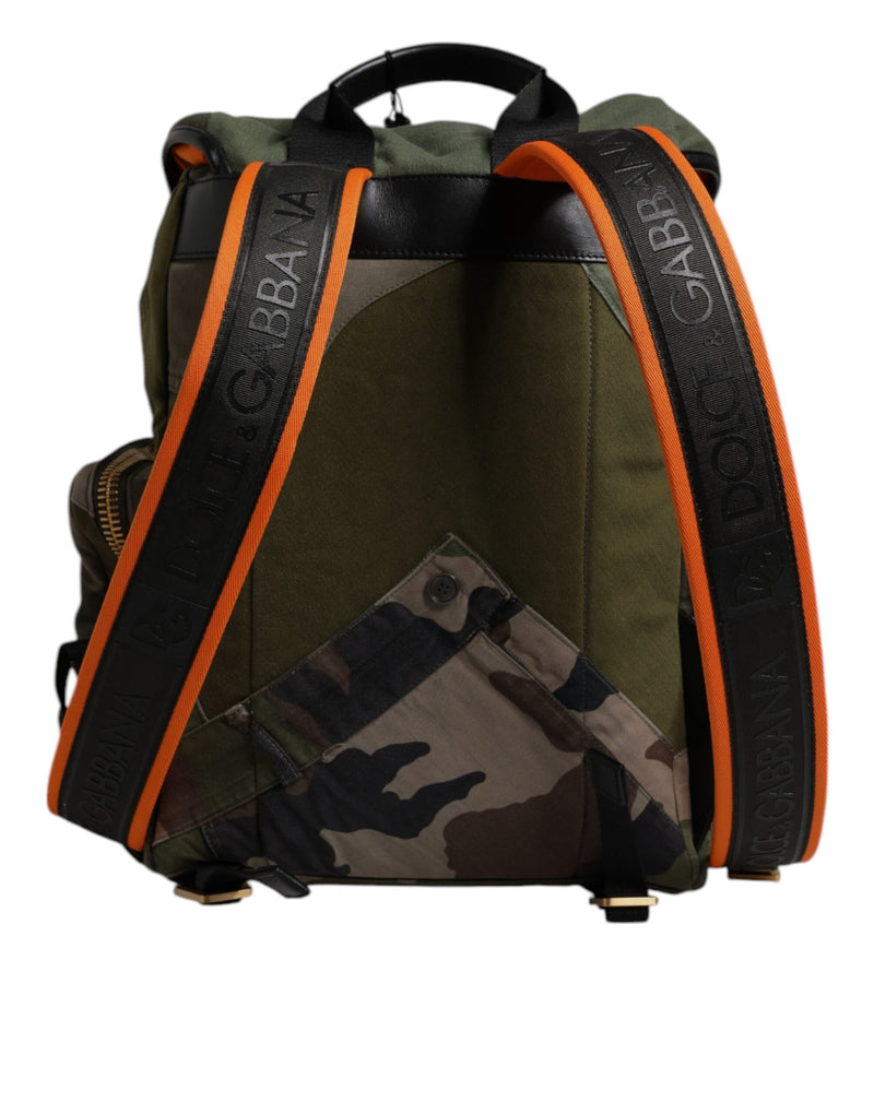 Sac à dos d'école patchwork vert militaire Dolce & Gabbana