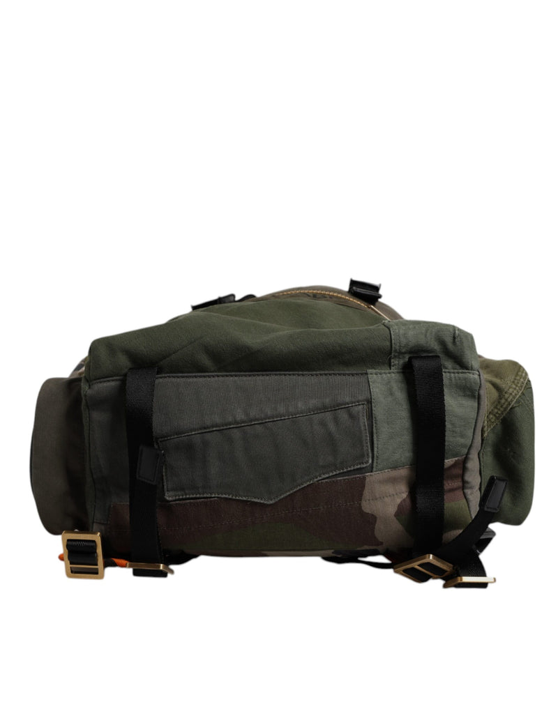 Sac à dos d'école patchwork vert militaire Dolce & Gabbana
