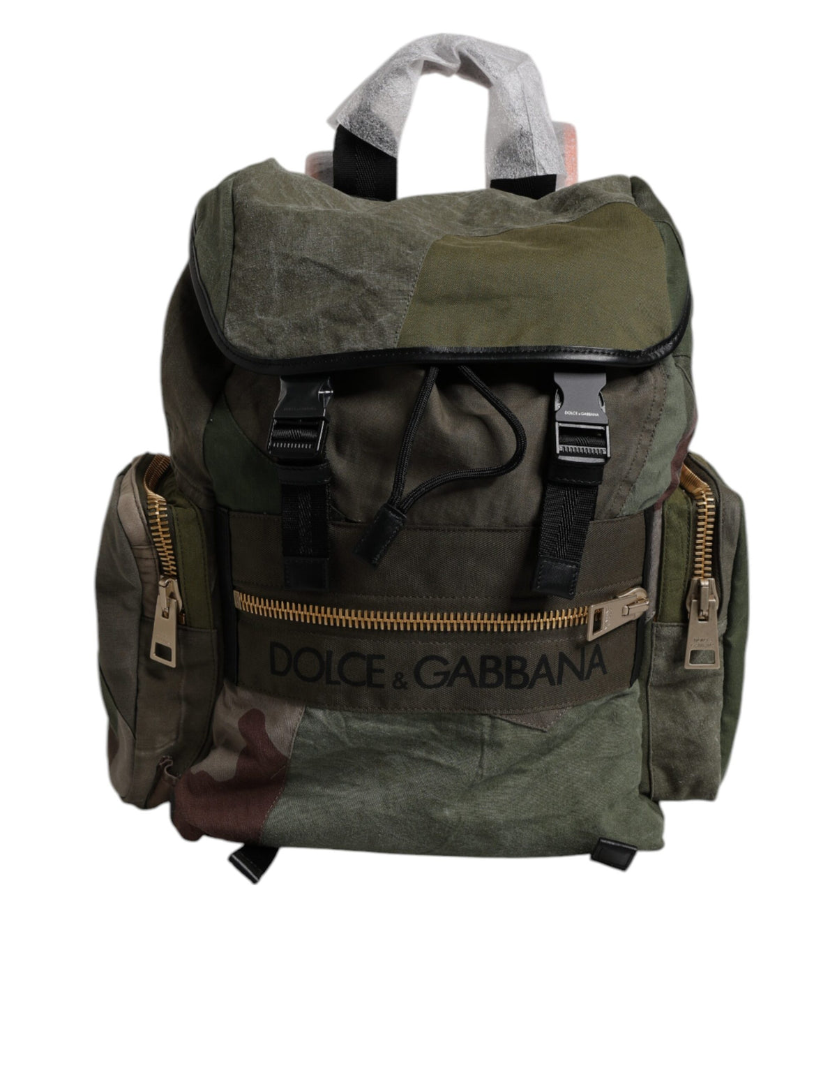 Sac à dos de voyage patchwork vert militaire Dolce & Gabbana