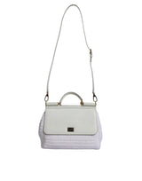 Sac à main Dolce & Gabbana en cuir et raffia blanc
