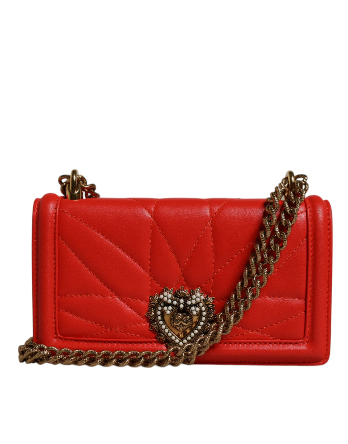 Dolce & Gabbana Sac à bandoulière en cuir matelassé rouge Devotion