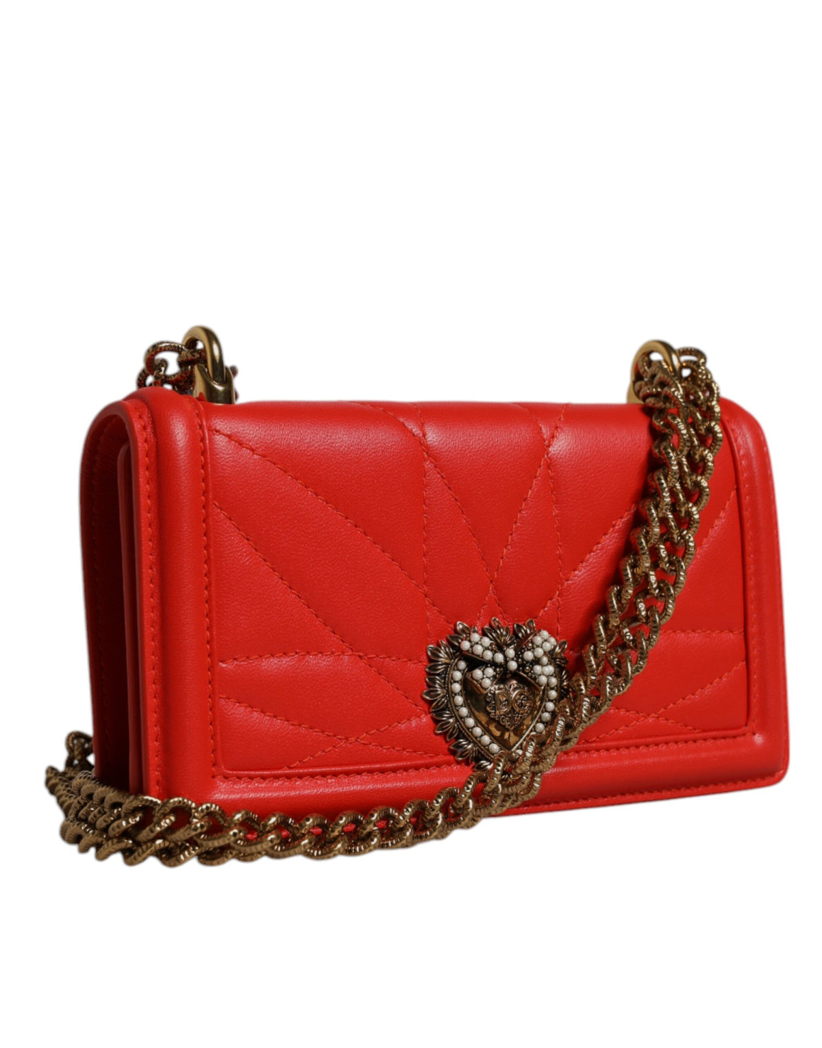 Dolce & Gabbana Sac à bandoulière en cuir matelassé rouge Devotion