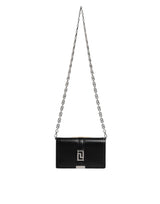 Sac à bandoulière croisé en cuir de veau noir Versace
