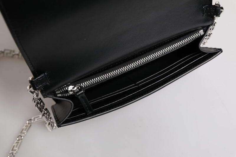 Sac à bandoulière croisé en cuir de veau noir Versace