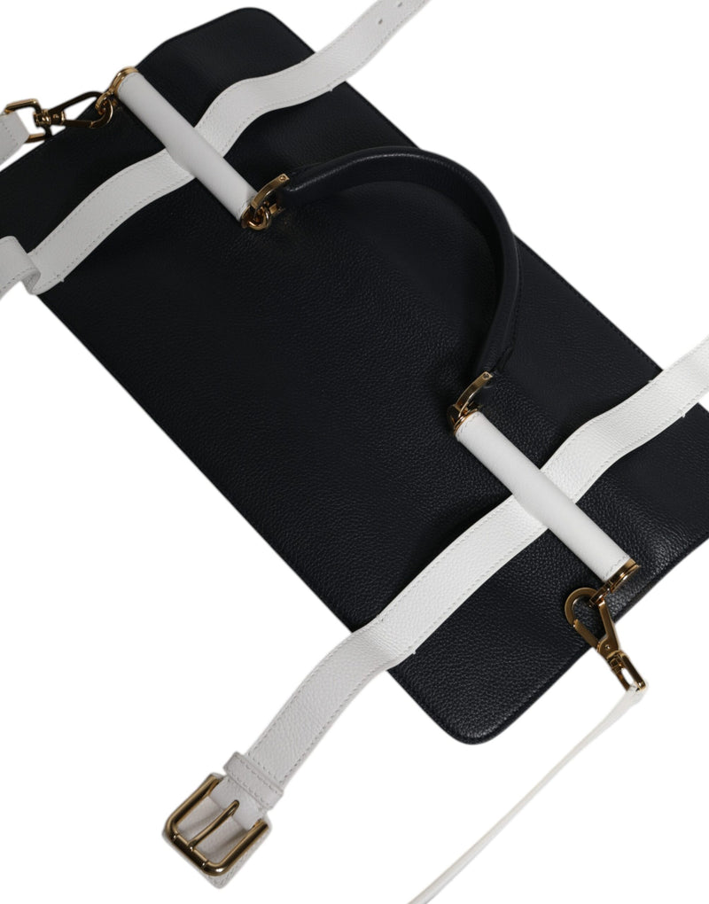 Sac à bandoulière Dolce & Gabbana en cuir de veau bleu et blanc