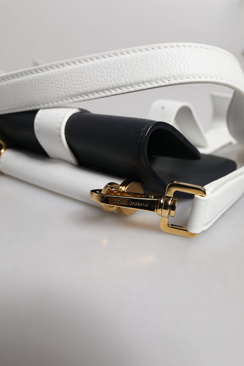Sac à bandoulière Dolce & Gabbana en cuir de veau bleu et blanc