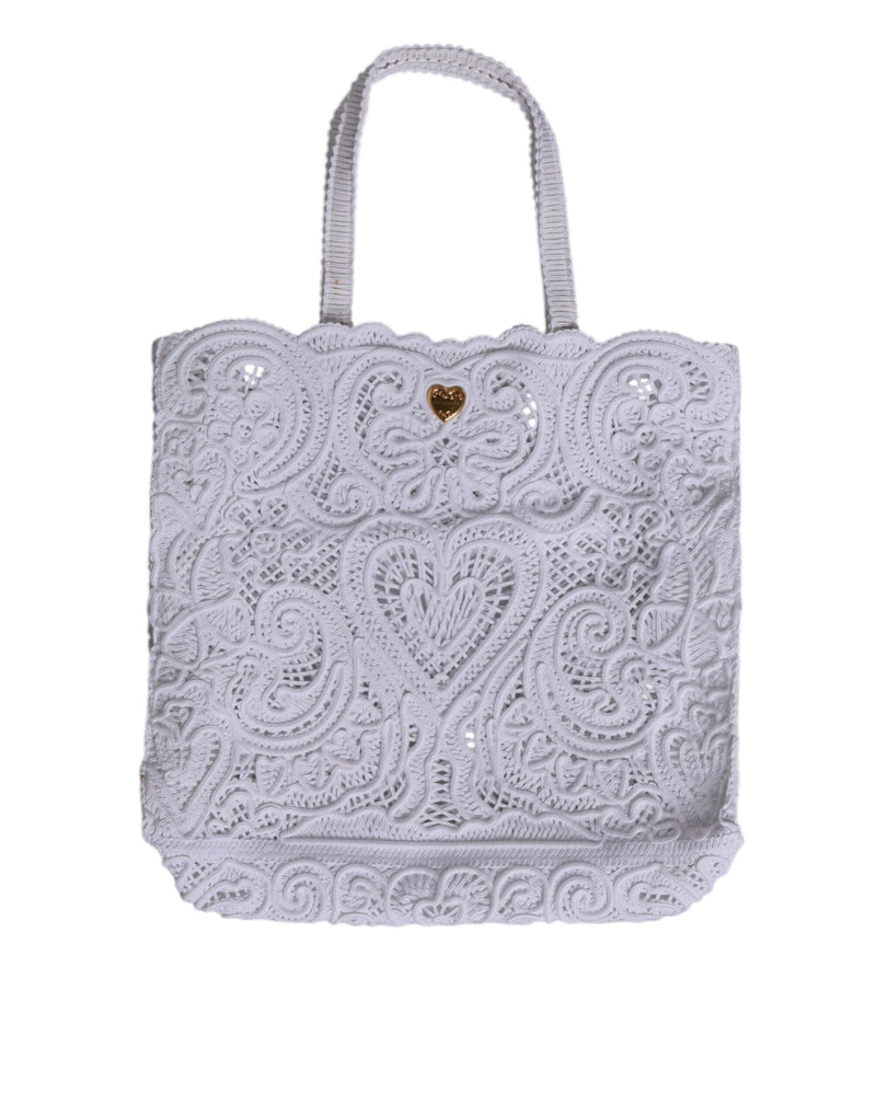 Sac à provisions Dolce & Gabbana Beatrice en dentelle Cordonetto blanche
