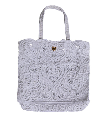 Sac cabas Beatrice en dentelle Cordonetto blanc Dolce & Gabbana