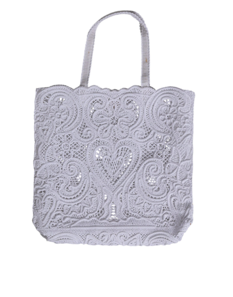 Sac à provisions Dolce & Gabbana Beatrice en dentelle Cordonetto blanche