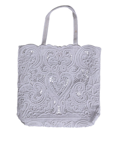 Sac cabas Beatrice en dentelle Cordonetto blanc Dolce & Gabbana