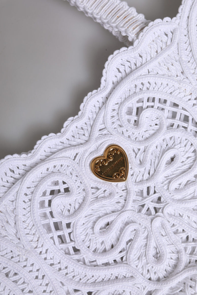 Sac à provisions Dolce & Gabbana Beatrice en dentelle Cordonetto blanche