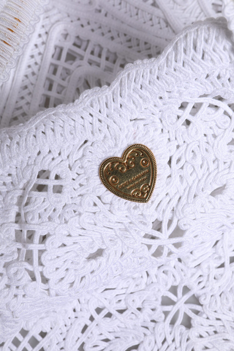 Sac à provisions Dolce & Gabbana Beatrice en dentelle Cordonetto blanche
