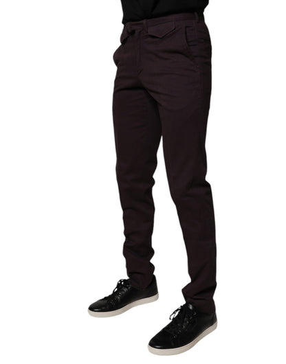 Pantalon habillé homme BENCIVENGA, slim, en coton pur, marron.