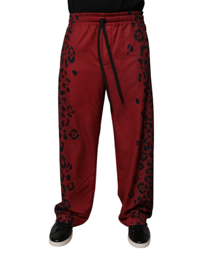 Pantalon de jogging homme Dolce &amp; Gabbana en polyester à imprimé léopard rouge