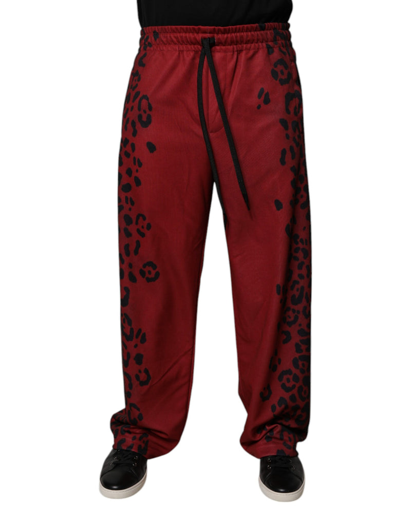Pantalon de jogging homme Dolce &amp; Gabbana en polyester à imprimé léopard rouge