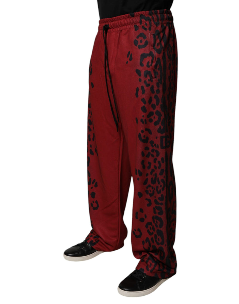 Pantalon de jogging homme Dolce &amp; Gabbana en polyester à imprimé léopard rouge