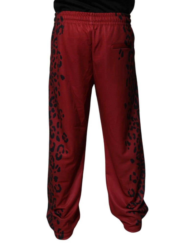 Pantalon de jogging homme Dolce &amp; Gabbana en polyester à imprimé léopard rouge