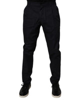 Pantalon tailleur fuselé en coton bleu foncé de Dolce &amp; Gabbana