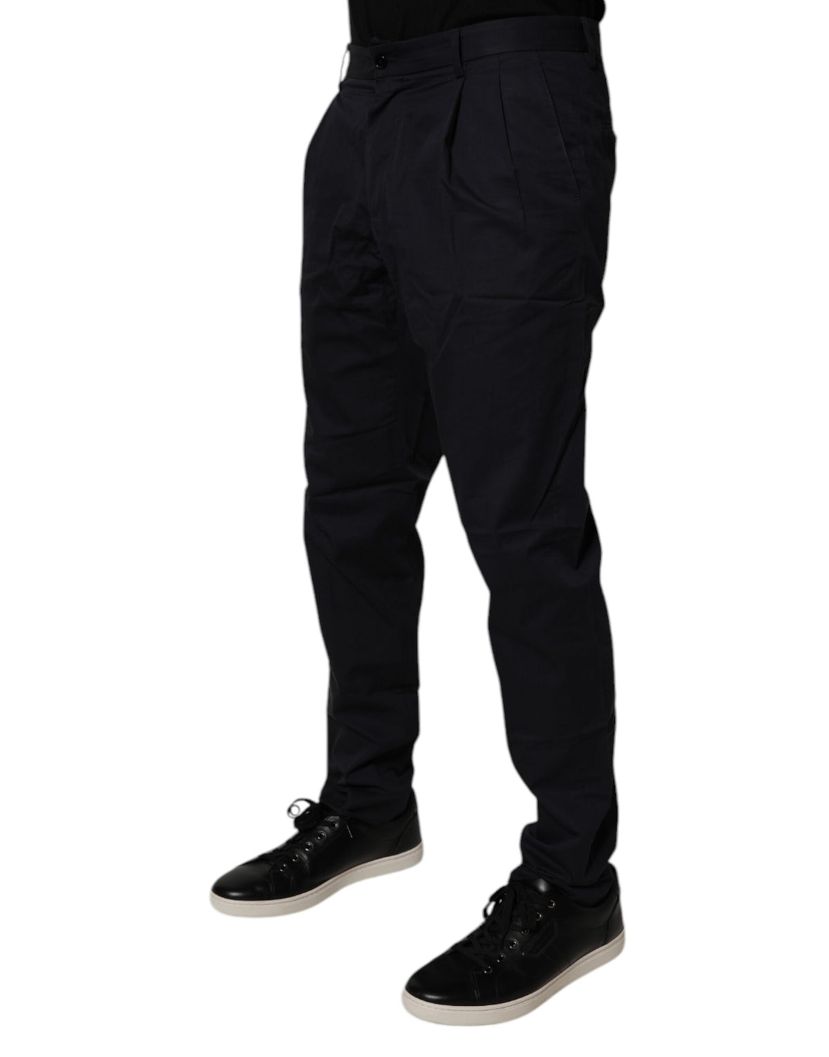 Pantalon tailleur fuselé en coton bleu foncé de Dolce &amp; Gabbana