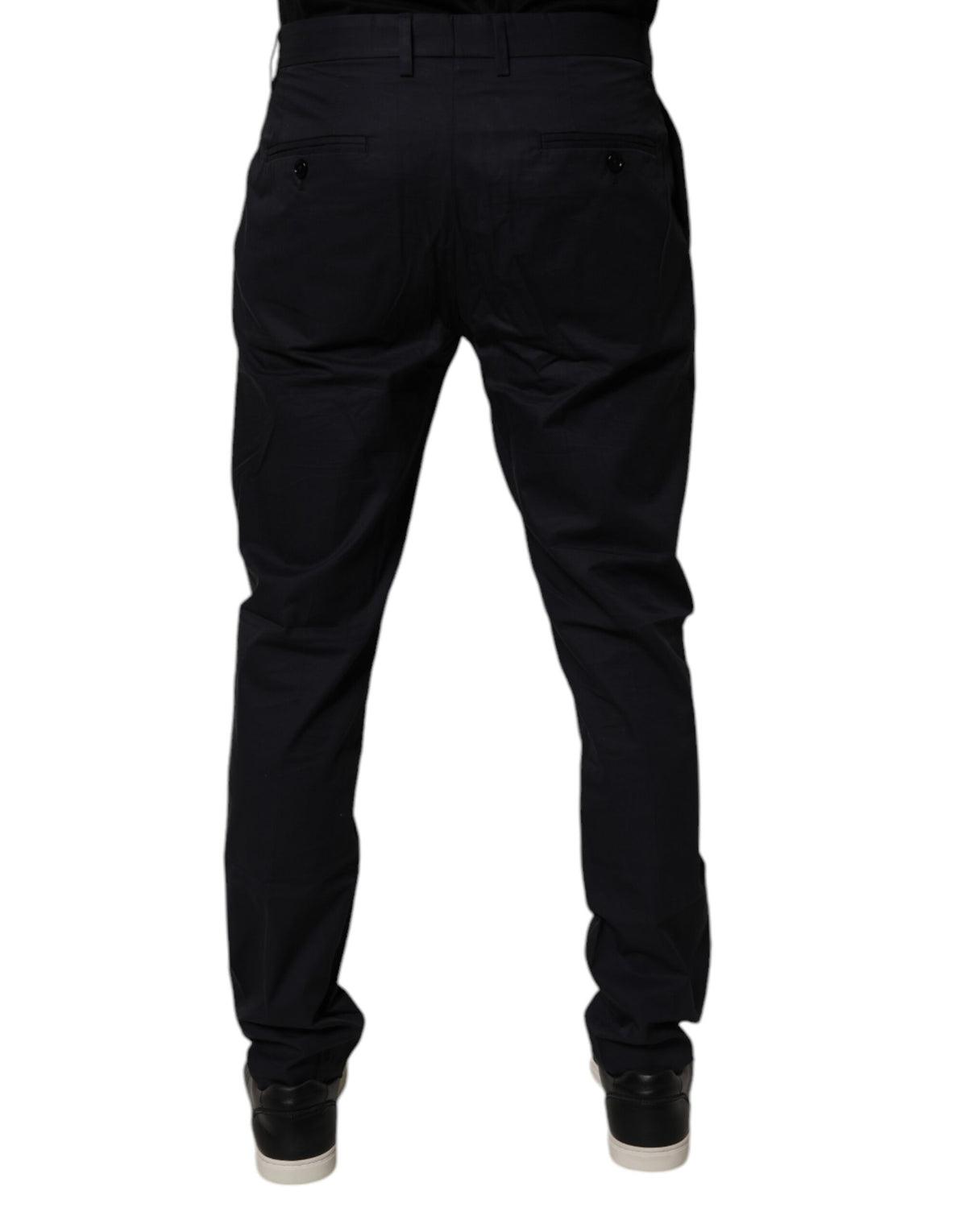 Pantalon tailleur fuselé en coton bleu foncé de Dolce &amp; Gabbana