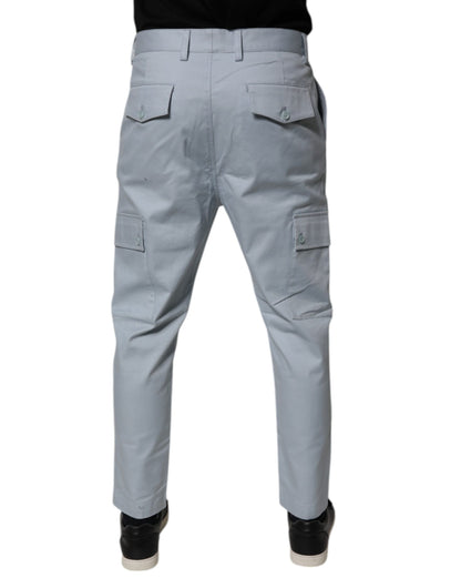 Dolce & Gabbana Light Blue Cotton Cargo Tapered Pants