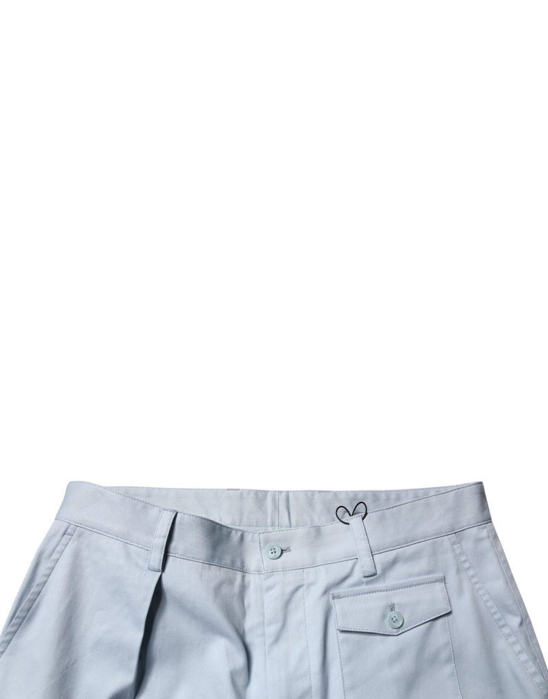 Dolce & Gabbana Light Blue Cotton Cargo Tapered Pants