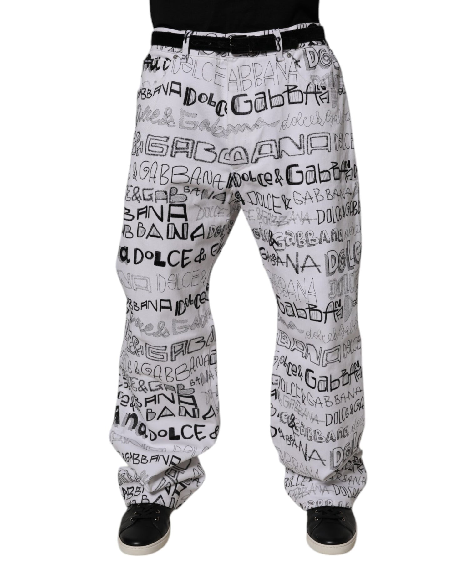 Dolce &amp; Gabbana rechte jeans voor heren met wit logo-print.