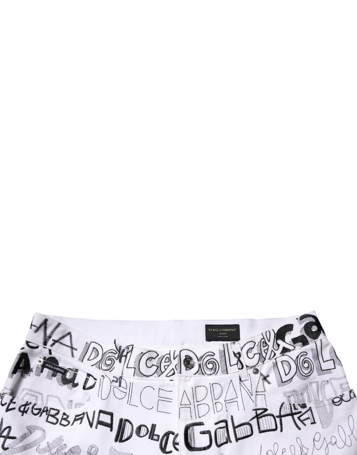 Jean droit en jean pour homme Dolce &amp; Gabbana avec imprimé du logo blanc